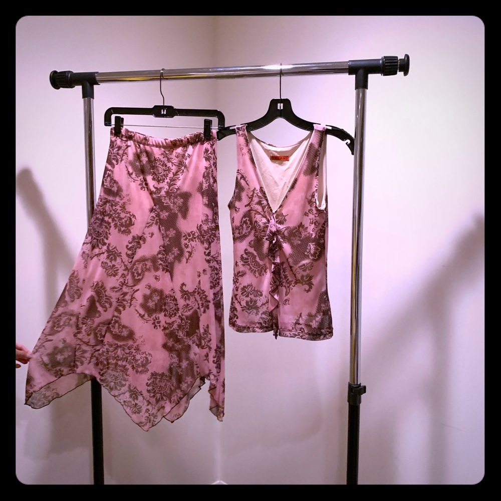 Natalie two piece mesh skirt and top set